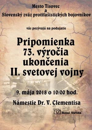 Pripomienka 73. výročia ukončenia II. svetovej vojny 1
