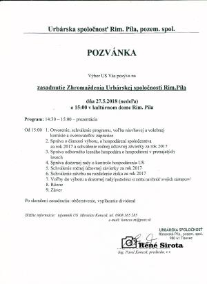 Pozvánka - Urbárna spoločnosť Rimavská Píla 1