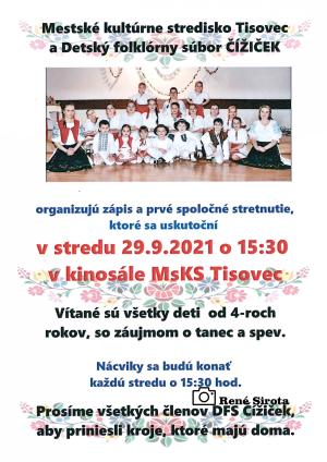 Zápis a prvé spoločné stretnutie Detského folklórneho súboru Čížiček 1